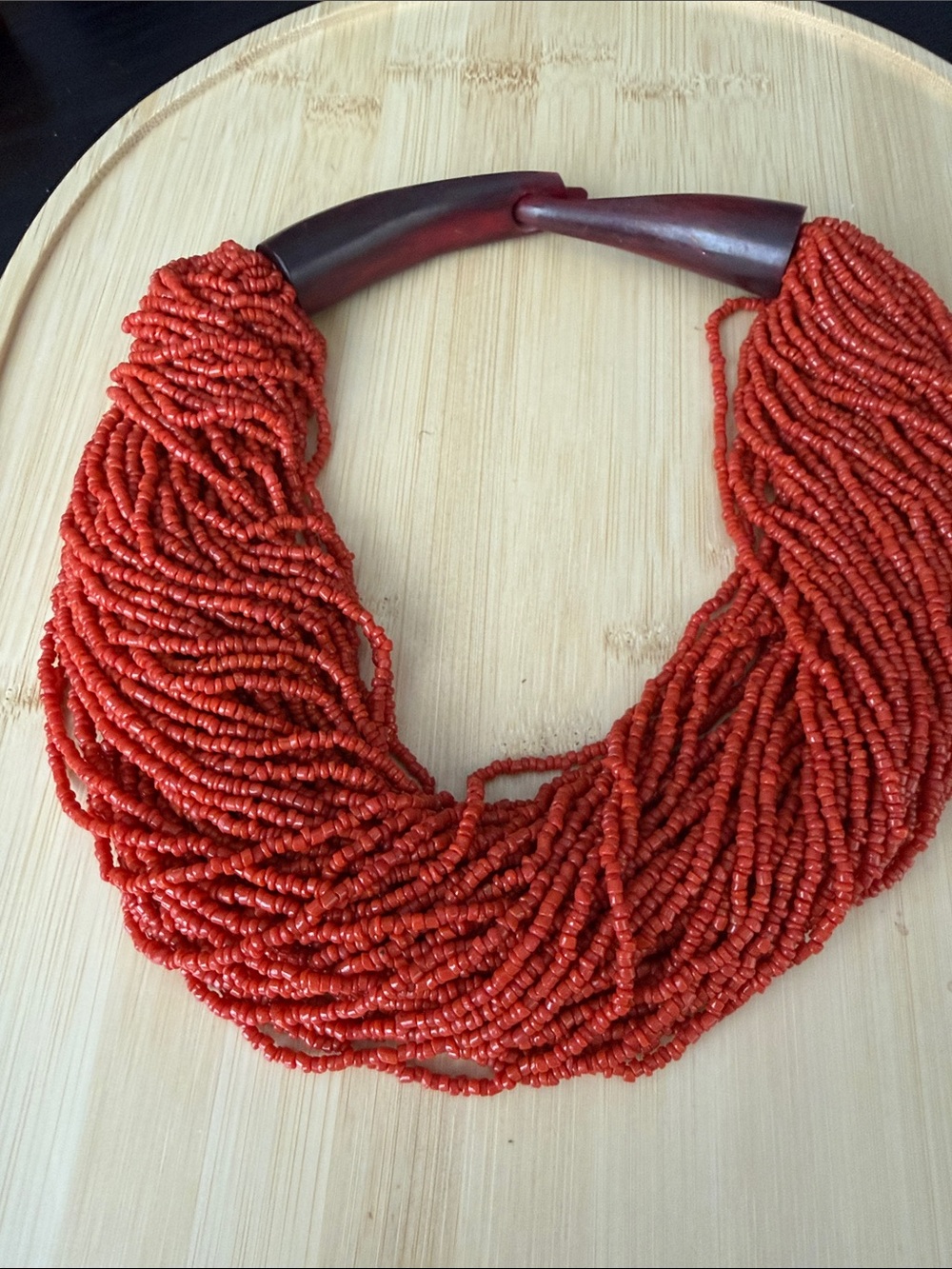 Ethnic coral colored beaded Choker necklace
